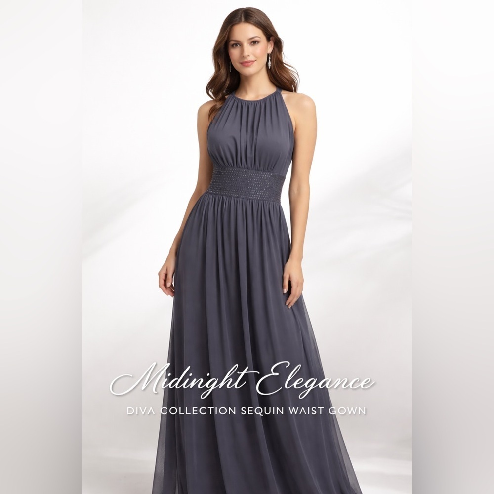 Diva Collection Sequin Waist sleeveless Flowing dress with Built in Bra (NWT)